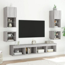 Walplus Tv Wall Cabinet With Led Lights Grey Sonoma 30X28.5X30 Cm - thumbnail 5