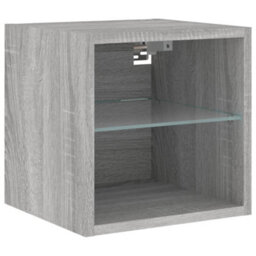 Walplus Tv Wall Cabinet With Led Lights Grey Sonoma 30X28.5X30 Cm - thumbnail 7