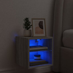 Walplus Tv Wall Cabinet With Led Lights Grey Sonoma 30X28.5X30 Cm - thumbnail 3