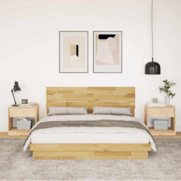 Berkfield Versatile Bed Frame With Headboard Without Mattress 150X200 Cm King Size Solid Wood Oak - thumbnail 4