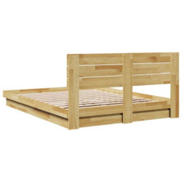 Berkfield Versatile Bed Frame With Headboard Without Mattress 150X200 Cm King Size Solid Wood Oak - thumbnail 8