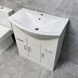 Hydros Vanity Unit 750mm White With Ceramic Basin Bathroom Storage Sink Chrome Handles - thumbnail 5