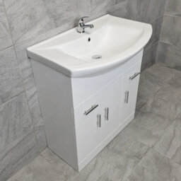 Hydros Vanity Unit 750mm White With Ceramic Basin Bathroom Storage Sink Chrome Handles - thumbnail 3
