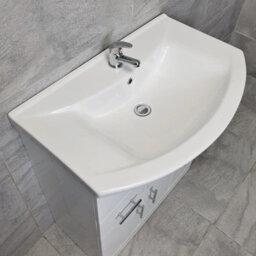 Hydros Vanity Unit 750mm White With Ceramic Basin Bathroom Storage Sink Chrome Handles - thumbnail 4