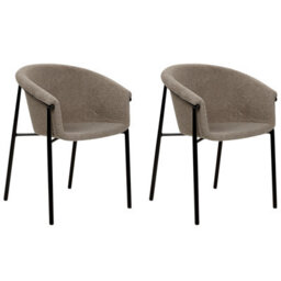 Beliani Set Of 2 Dining Chairs Ames Boucle Taupe - thumbnail 4