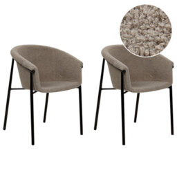 Beliani Set Of 2 Dining Chairs Ames Boucle Taupe - thumbnail 1