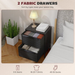 Wyld Haus Nomiba Metal Black 2-Drawer Fabric Storage Dresser - Compact Chest (L40 X D30 X H54Cm) - thumbnail 5