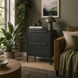 Wyld Haus Nomiba Metal Black 2-Drawer Fabric Storage Dresser - Compact Chest (L40 X D30 X H54Cm) - thumbnail 1