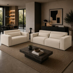 Luxury Sloane Velvet Sofa - Cream 3 Plus 2 Set