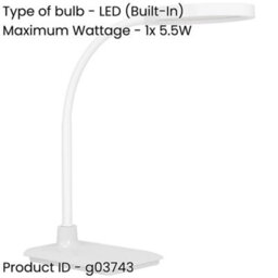 Loops Stylish Modern White Led Table Lamp For Home Decor And Illumination - thumbnail 2