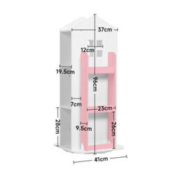 Living And Home Pink Freestanding Rotating House Shaped Kids' Bookshelf Children Bookcase - thumbnail 6