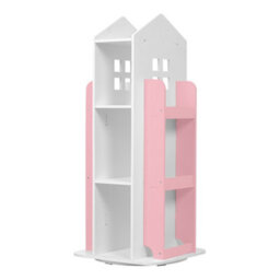 Living And Home Pink Freestanding Rotating House Shaped Kids' Bookshelf Children Bookcase - thumbnail 3