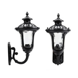 Darphe Textured Black Outdoor Wall Lantern, Die-Cast Aluminum With Clear Glass - thumbnail 6