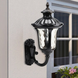 Darphe Textured Black Outdoor Wall Lantern, Die-Cast Aluminum With Clear Glass - thumbnail 2