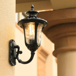 Darphe Textured Black Outdoor Wall Lantern, Die-Cast Aluminum With Clear Glass