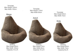 Beautiful Beanbags Adult Highback Beanbag Jumbo Cord Bean Bags Ready Filled - Brown - thumbnail 4
