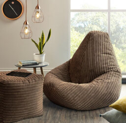 Beautiful Beanbags Adult Highback Beanbag Jumbo Cord Bean Bags Ready Filled - Brown - thumbnail 2