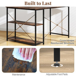 Gainoom L-Shaped Coffee Computer Desk Reversible Corner Desk W/adjustable Shelf - thumbnail 6