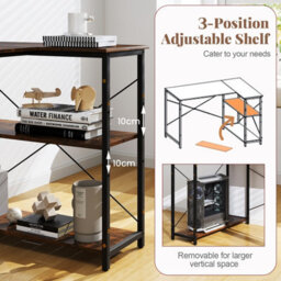 Gainoom L-Shaped Coffee Computer Desk Reversible Corner Desk W/adjustable Shelf - thumbnail 5