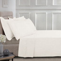 Ameha Cream Flat Sheet 100% Egyptian Cotton Bedsheet Breathable Non Iron Fade Resistant Hotel Quality King Size (270 X 298 Cm) - thumbnail 3