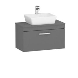 Royal Bathrooms Turin 800mm Indigo Grey Gloss 1-Drawer Wall Hung Unit & 370mm Square Countertop Basin - thumbnail 4