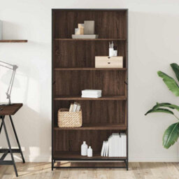 Berkfield Bookcase Brown Oak 80.5X35X170.5 Cm Engineered Wood - thumbnail 3
