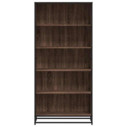 Berkfield Bookcase Brown Oak 80.5X35X170.5 Cm Engineered Wood - thumbnail 4