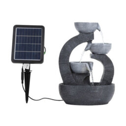 Thehotsale Outdoor Solar Powered 3 Bowls Water Fountain Rockery Decor With Warm Light, Perfect For Garden And Yard - thumbnail 3