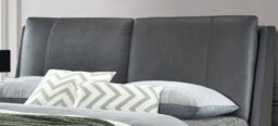 Save On Goods UK 4Ft6 Double Faux Leather Upholstered Grey Pillow Back Padded Bed Frame - thumbnail 5