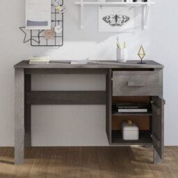 Berkfield Desk Light Grey 113X50X75 Cm Solid Wood Pine - thumbnail 3