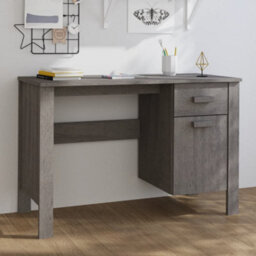 Berkfield Desk Light Grey 113X50X75 Cm Solid Wood Pine - thumbnail 1