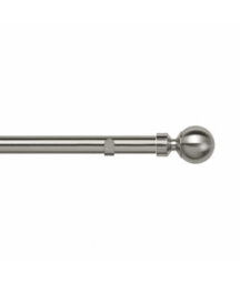Unknown 28mm Fixed Length Metal Eyelet Curtain Pole Set In Satin Silver - Sphere Finial, 210Cm - thumbnail 1