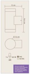 Blooma Robigo Fixed Satin Stainless Steel Effect Mains-Powered Led Outdoor Wall Light - thumbnail 3