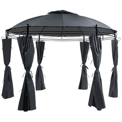 Beliani Gazebo Safara Metal 368 Cm 368 Cm Graphite Grey - image 1