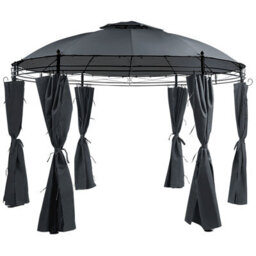 Beliani Gazebo Safara Metal 368 Cm 368 Cm Graphite Grey - thumbnail 1