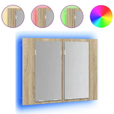 Berkfield Stylish Led Bathroom Mirror Cabinet Sonoma Oak 60X12X45 Cm - image 1