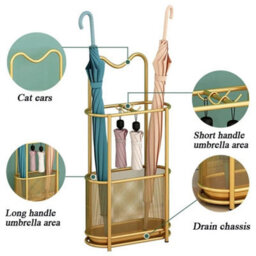Umbrella Holder Stand Metal Storage Rack Walking Stick Rain Water Drip Tray - thumbnail 3