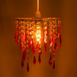 Innoteck Sunbeam Ceiling Chandelier Acrylic Light Shade With Sparkly Acrylic Droplets- Gradient Clear, Amber To Orange - thumbnail 2