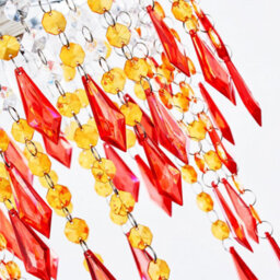 Innoteck Sunbeam Ceiling Chandelier Acrylic Light Shade With Sparkly Acrylic Droplets- Gradient Clear, Amber To Orange - thumbnail 3