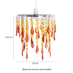 Innoteck Sunbeam Ceiling Chandelier Acrylic Light Shade With Sparkly Acrylic Droplets- Gradient Clear, Amber To Orange - thumbnail 5