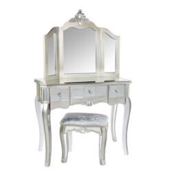 Melody Maison Ornate Mirrored 3 Drawer Dressing Table, Stool And Mirror Bedroom Furniture Set - Tiffany Range - thumbnail 6