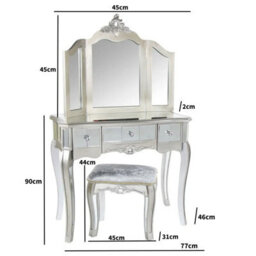 Melody Maison Ornate Mirrored 3 Drawer Dressing Table, Stool And Mirror Bedroom Furniture Set - Tiffany Range - thumbnail 7