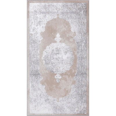 Livabliss Lustro-Vintage Beige Grey Off-White Traditional Boho Living Dining Bedroom Rug 80 X 150 Cm Easy Care, Non Shedding - image 1