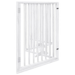 Walplus White Dog Gate With Door Foldable 4 Panels 320 Cm Poplar Wood 3 Panels + 1 Door Panel - thumbnail 5