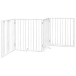 Walplus White Dog Gate With Door Foldable 4 Panels 320 Cm Poplar Wood 3 Panels + 1 Door Panel - thumbnail 6