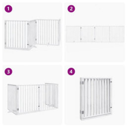 Walplus White Dog Gate With Door Foldable 4 Panels 320 Cm Poplar Wood 3 Panels + 1 Door Panel - thumbnail 7