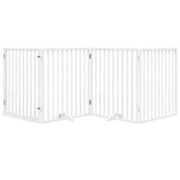 Walplus White Dog Gate With Door Foldable 4 Panels 320 Cm Poplar Wood 3 Panels + 1 Door Panel - thumbnail 3