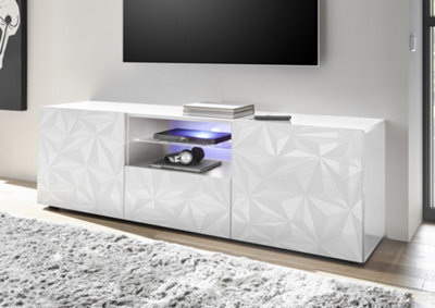 FurniComp LTD Funicomp Evora 2 Door 1 Drawer White Gloss Large Tv Stand - image 1