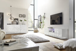 FurniComp LTD Funicomp Evora 2 Door 1 Drawer White Gloss Large Tv Stand - thumbnail 4