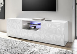 FurniComp LTD Funicomp Evora 2 Door 1 Drawer White Gloss Large Tv Stand - thumbnail 1